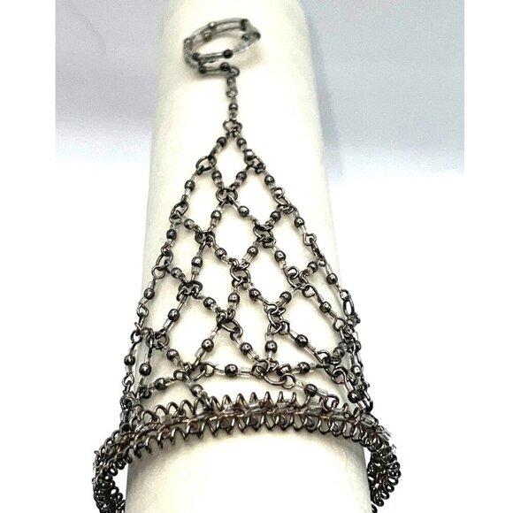 Vintage Multi-Layer Necklace & Bracelet Set With Chain Beaded Cuff & Rings - Picture 7 of 15